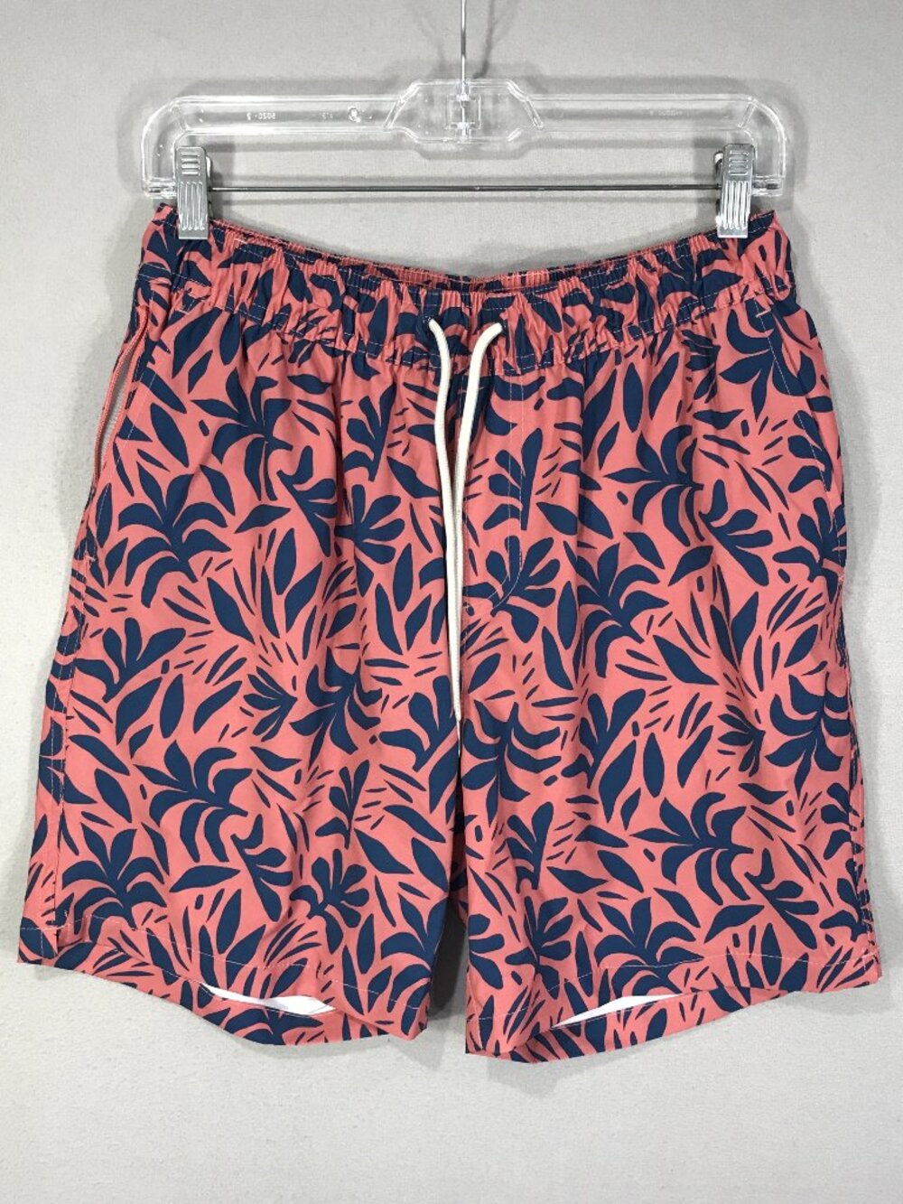Goodfellow Swim Trunks Men's Small Orange Floral 4-Way Stretch Liner 7" Inseam